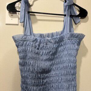 Anthropologie Smocked Blue Tank top